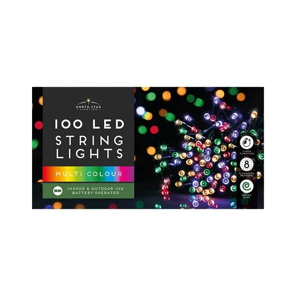 100 Led String Lights B/o Multi Coloured