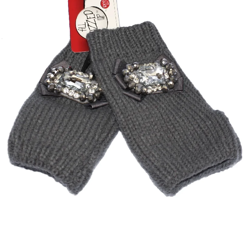 Jeweled Fingerless Gloves - Slate