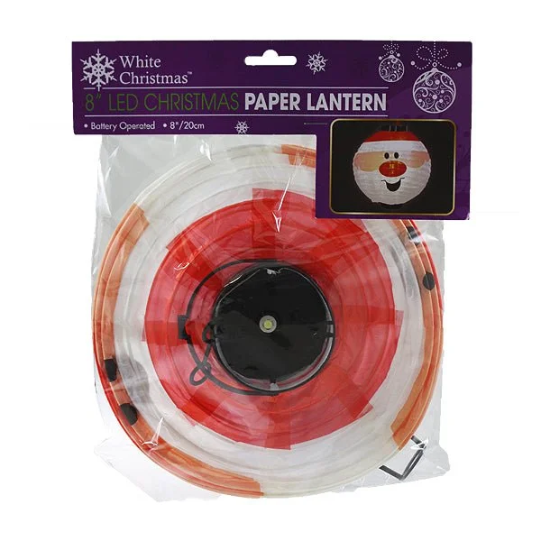 Santa Paper Lantern 8 Inch Led