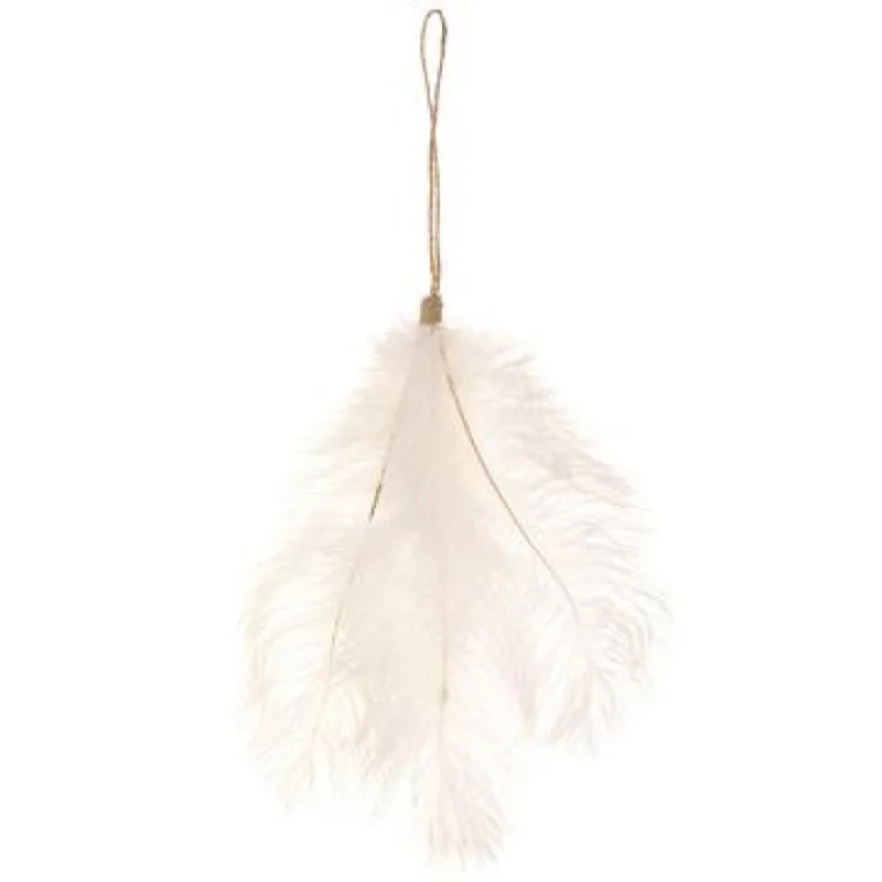 10.6"H X 3.9"Wx3.9"L Feather Drop Ornament White