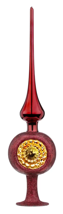 Fairy Reflections Tree Topper, bordeaux shiny, 13" Inge Glas of Germany