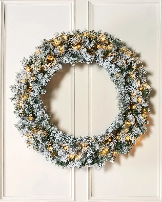 Pre-Lit Snow Flocked Majestic Wreath, 1 m