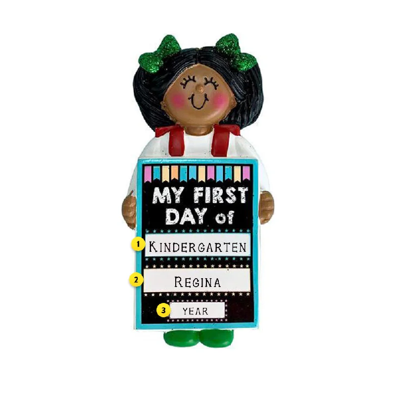 Personalized My 1st Day of School Ornament - Female African American