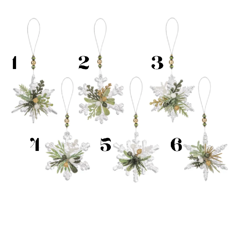 2.25" Teeny Mistletoe Sage Snowflake Ornaments (sold individually)