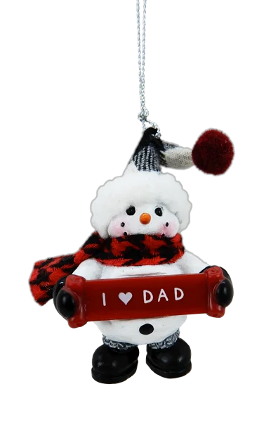 2.5" Snowman Ornament - I (heart) Dad