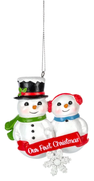 3.25"H Snow Couple Ornament - Our First Christmas