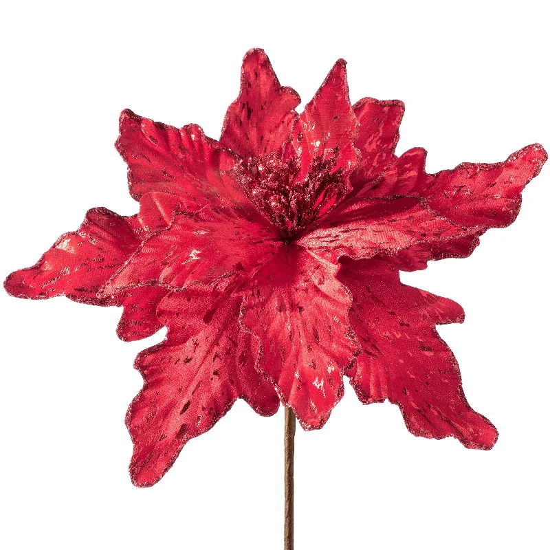 Artificial Poinsettia Flower, Red, 30 cm