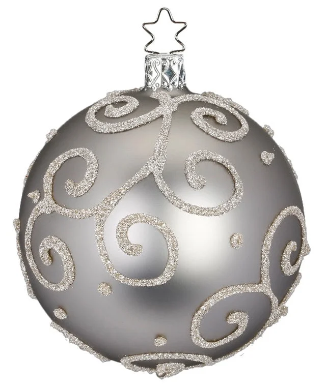 Barocco Ball, grey, 8cm by Inge Glas of Germany