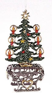 3D Christmas Tree on Pedestal Pewter Ornament by Kuehn Pewter