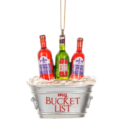 3"H Liquor Ice Bucket Ornament - Bucket List