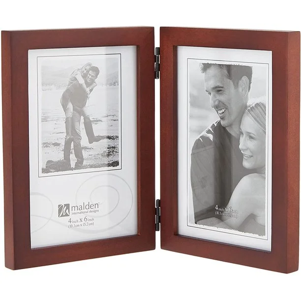 4X6 Double Vertical Walnut Photo Frame