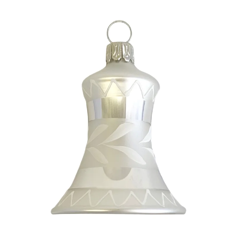 Bell, 5cm, silver and white branch by Glas Bartholmes