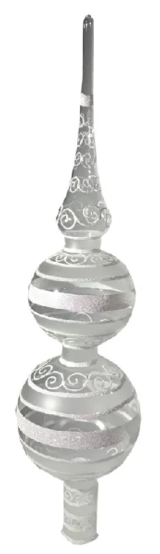 6 cm Rings and Swirls, Clear and White Tree Topper by Glas Bartholmes