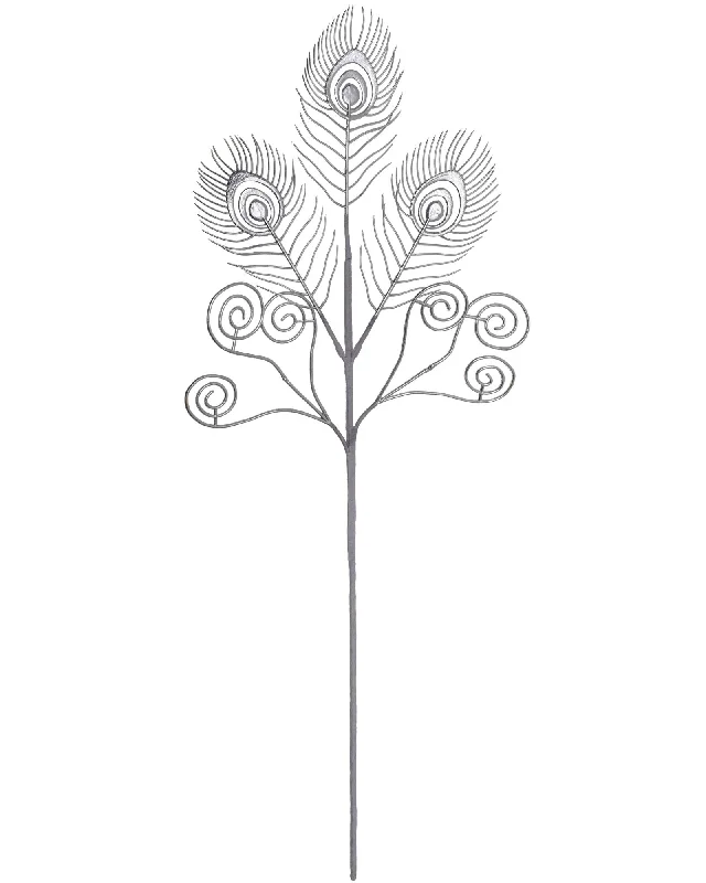 Artificial Feather Pick, Silver, 62 cm