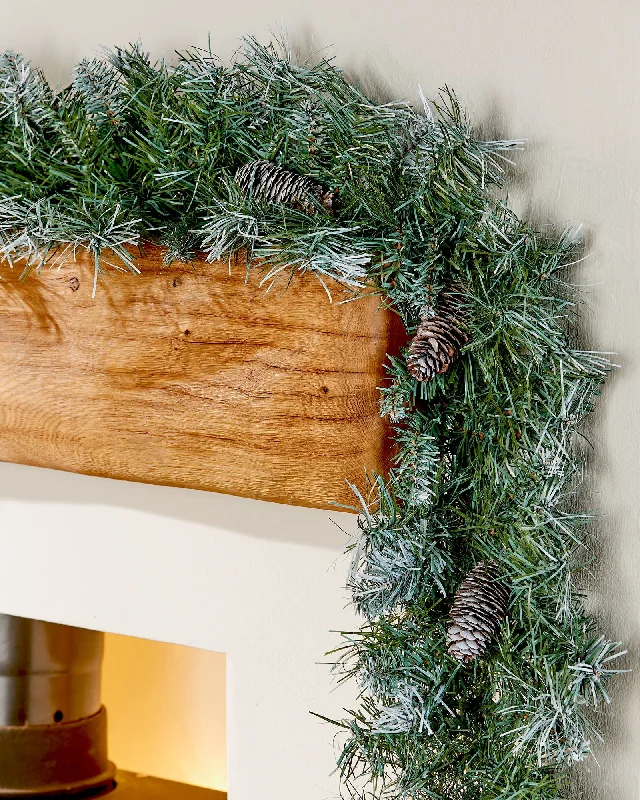 Pre-Decorated Frosted Scandinavian Blue Spruce Garland, 9 ft