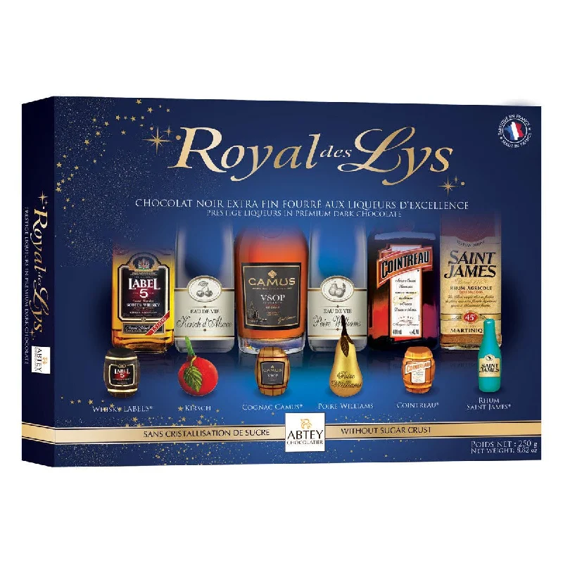 Abtey Royal Des Lys Assorted Premium Liqueurs In Dark Chocolate