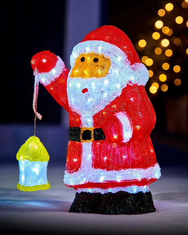 Pre-Lit Acrylic Santa Figurine, 43 cm