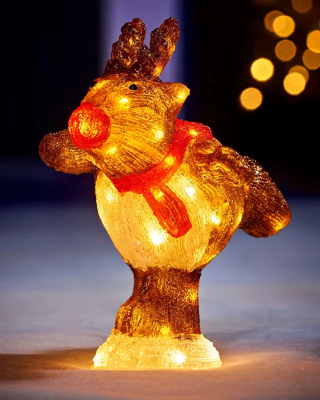 Pre-Lit Acrylic Reindeer Figurine, 39 cm