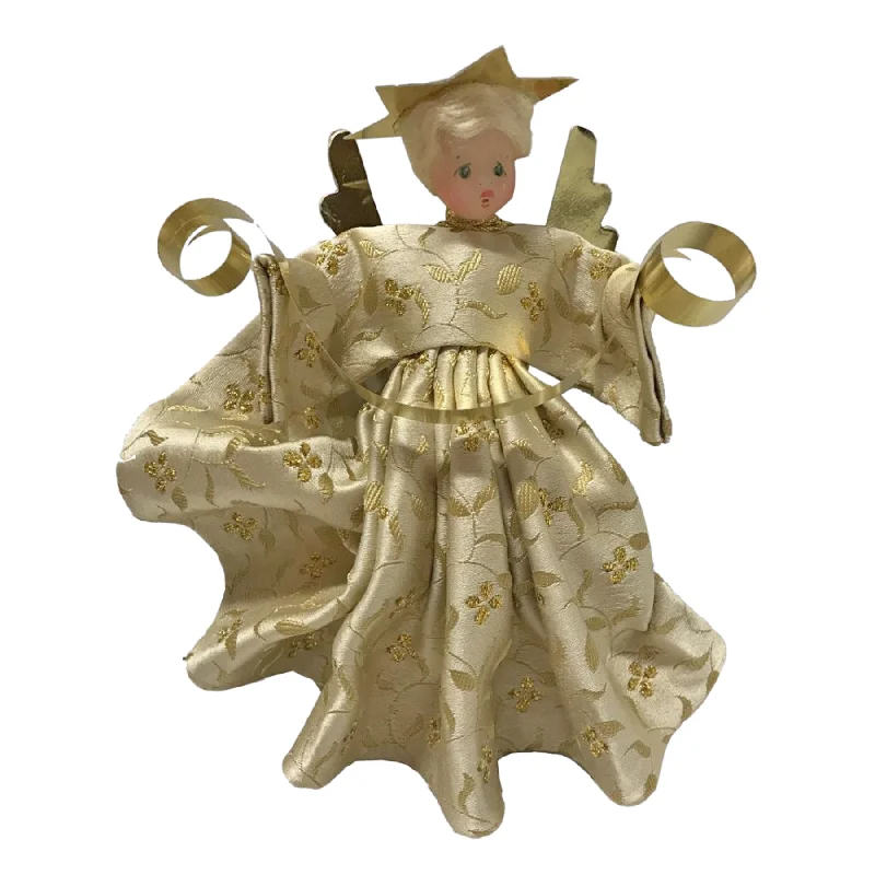 Angel in Taupe Dress with Gold Brocade Ornament by Lenore Leidel in Iffeldorf