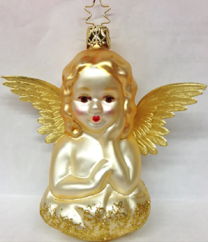 Angel with Foil Wings Ornament by Inge Glas of Germany