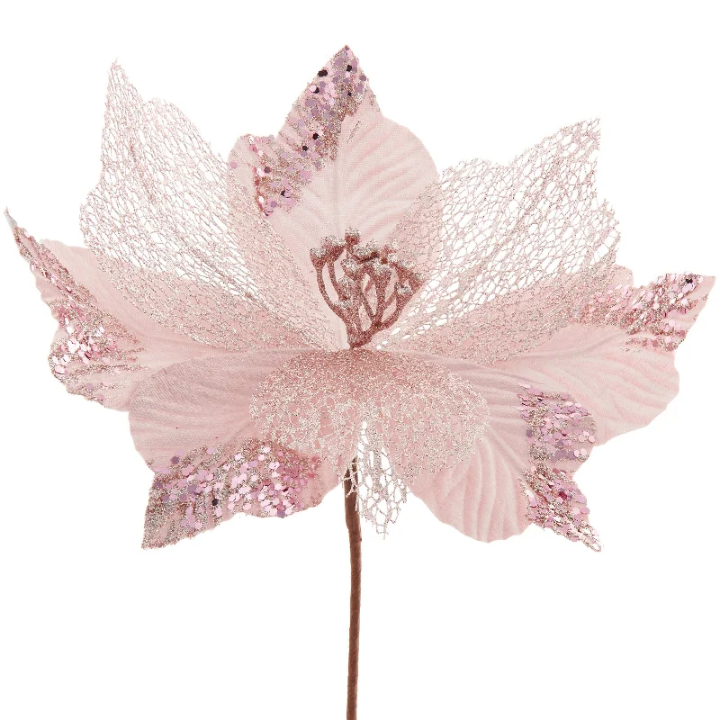 Artificial Poinsettia Flower, Pink, 30 cm