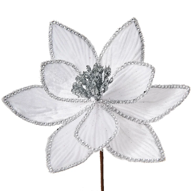 Artificial Poinsettia Flower, White, 24 cm