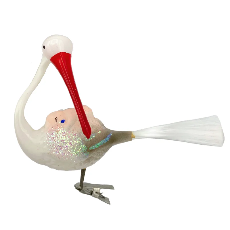 Baby on Stork Ornament by Inge Glas of Germany