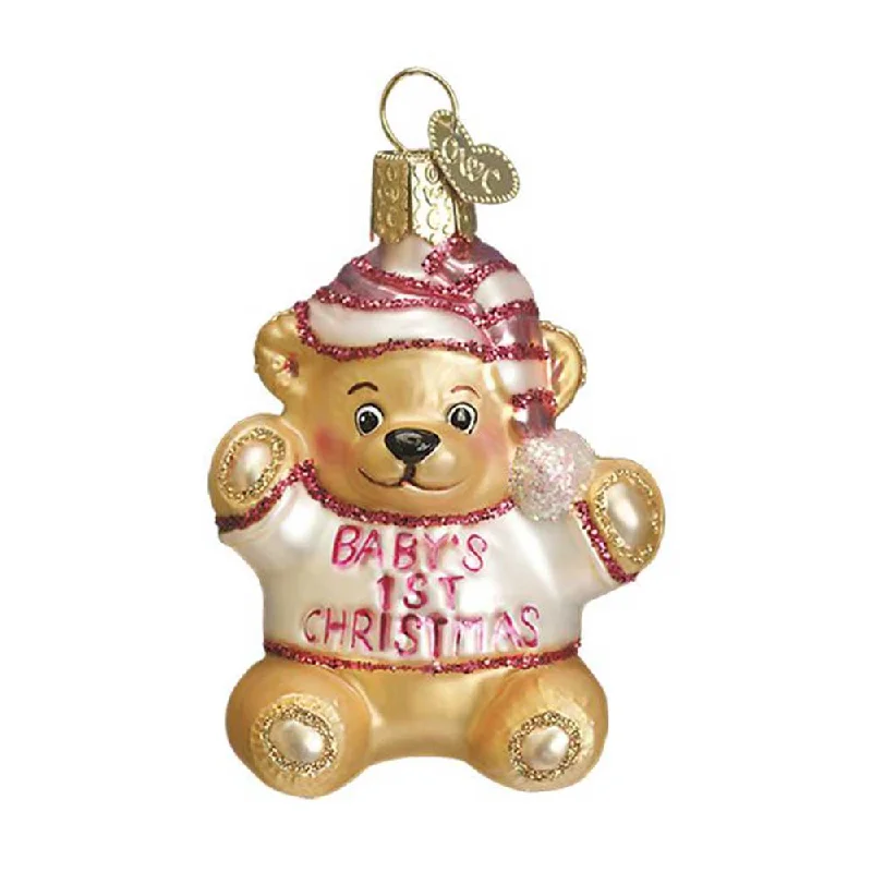 Baby's First Christmas, Pink Teddy Bear Ornament - Old World Christmas