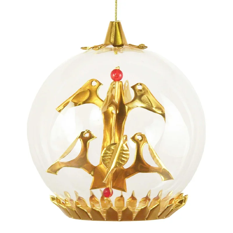 Birds Tree Foil Ornament, gold with red bead by Resl Lenz