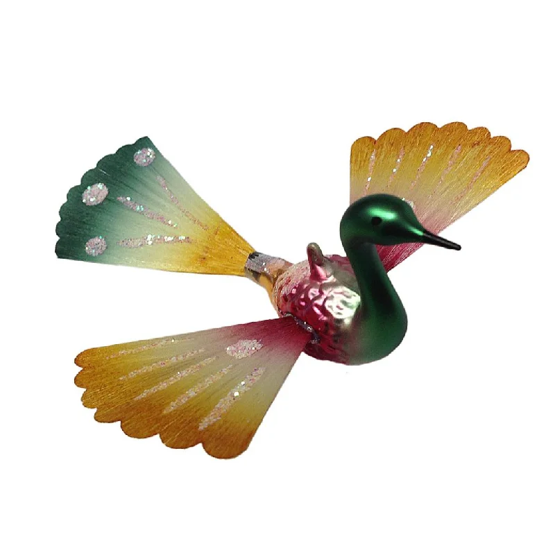 Bird with Spun Glass Wings Ornament by Inge Glas of Germany