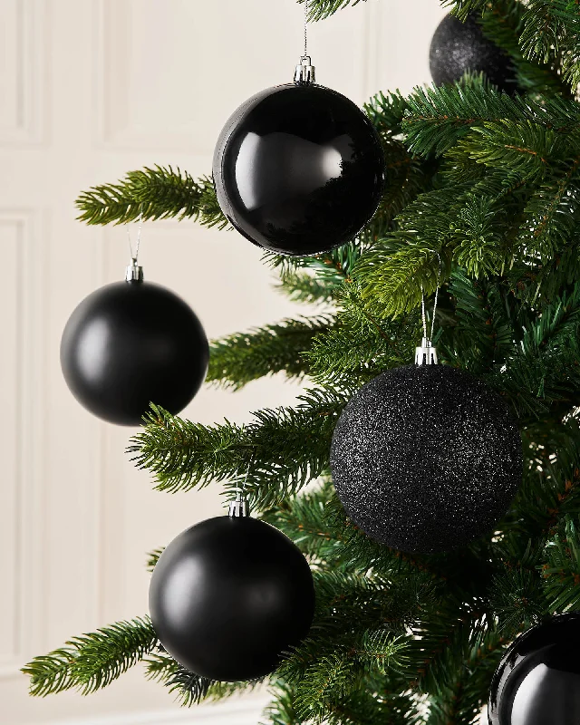 Black Shatterproof Baubles, 9 Pack, 10 cm