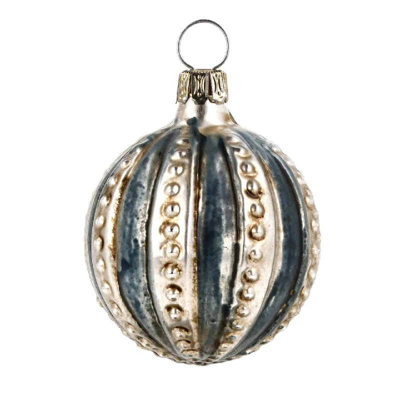 Blue Striped Kugle Ornament by Marolin Manufaktur