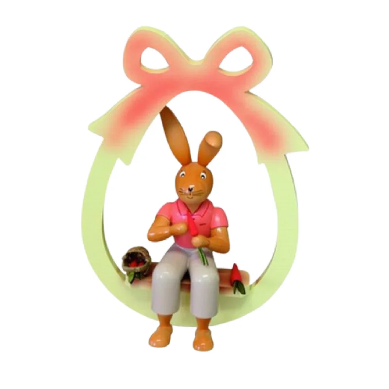 Boy Rabbit with Carrot Large Wooden Ornament by Erzgebirgische Holzkunst Gahlenz GmbH