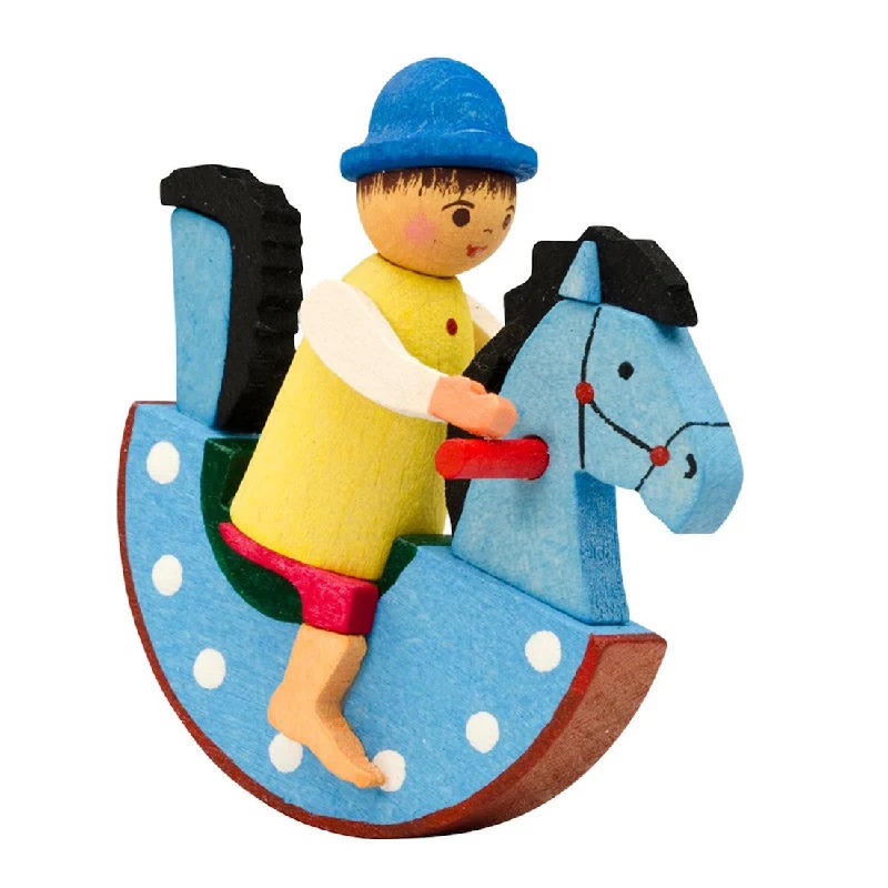 boy on rocking horse, Blue by Graupner Holzminiaturen