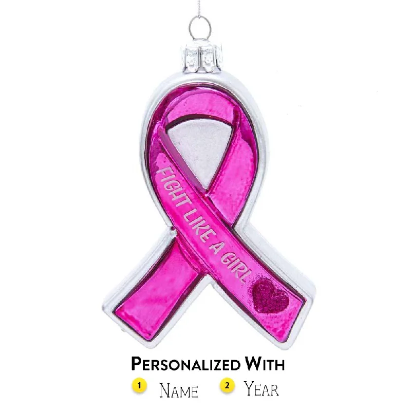 Personalized Breast Cancer Glass Ornament