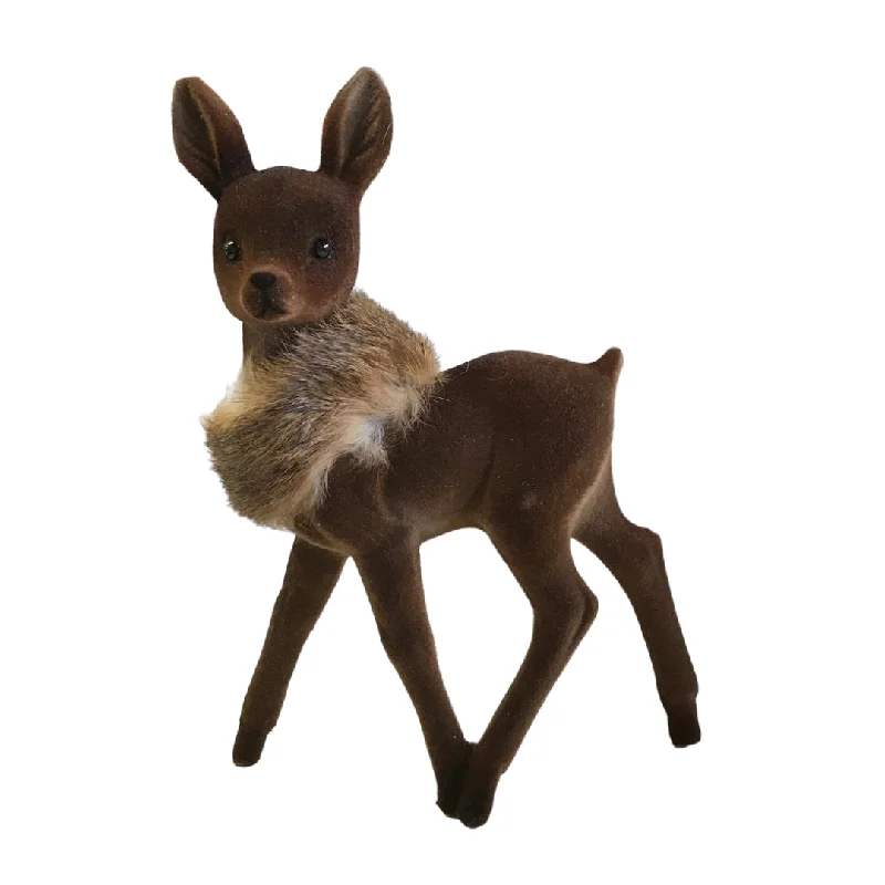 Deer, brown flocked with fur boa, Plastic Figure by Ino Schaller