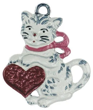 Cat with a Heart Ornament by Kuehn Pewter