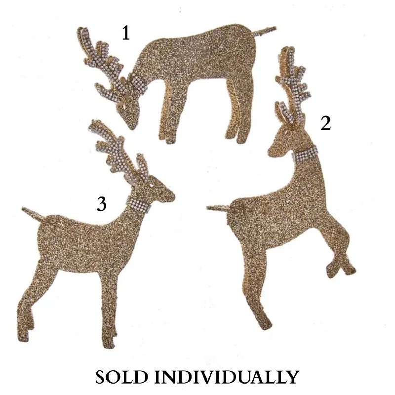 Champagne Gold Jeweled Deer Ornament (3 Styles - sold individually)