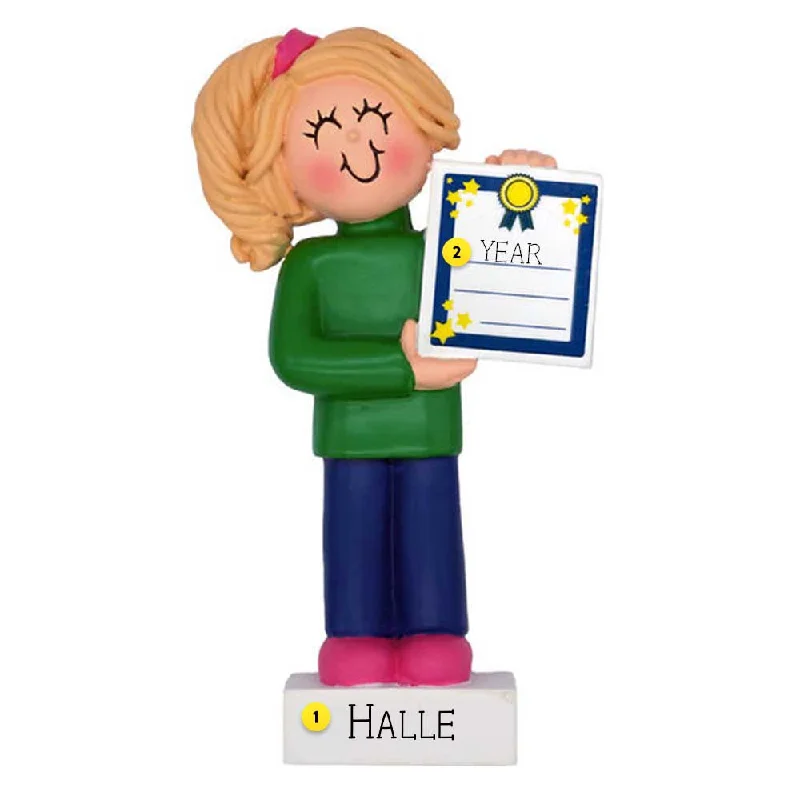 Personalized Child with Award - Female, Blonde Hair