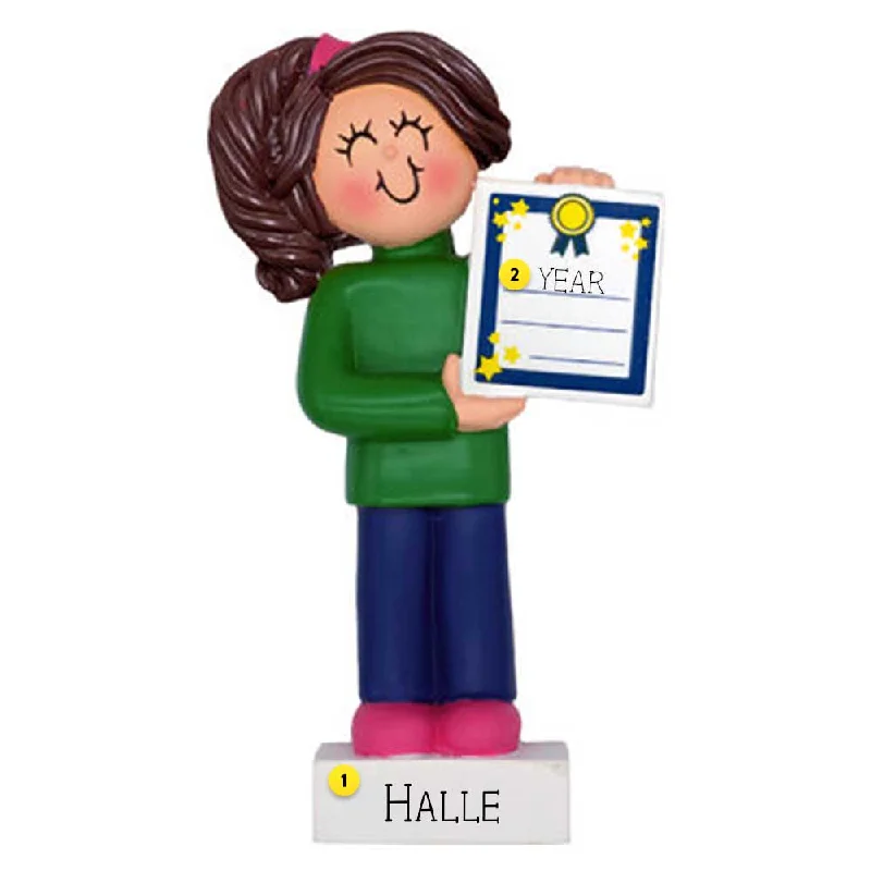 Personalized Child with Award - Female, Brunette Hair