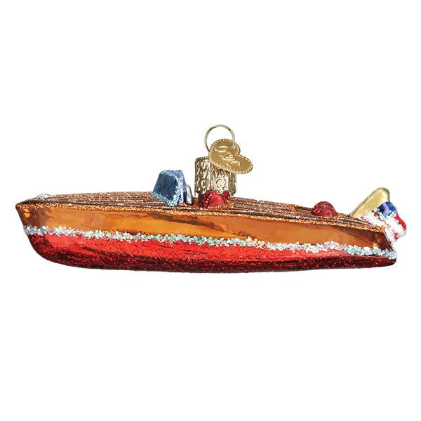 Classic Wooden Boat Ornament - Old World Christmas