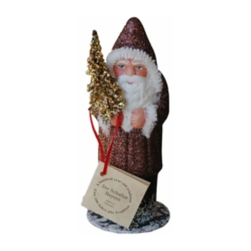 Copper Glitter Santa Paper Mache Candy Container by Ino Schaller