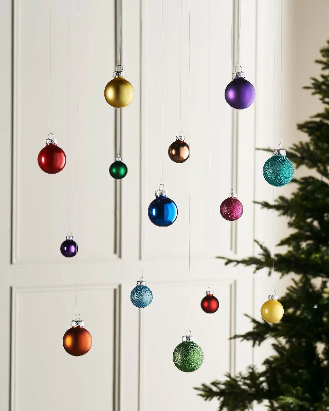 Rainbow Glass Baubles, 24 Pack, 3 cm