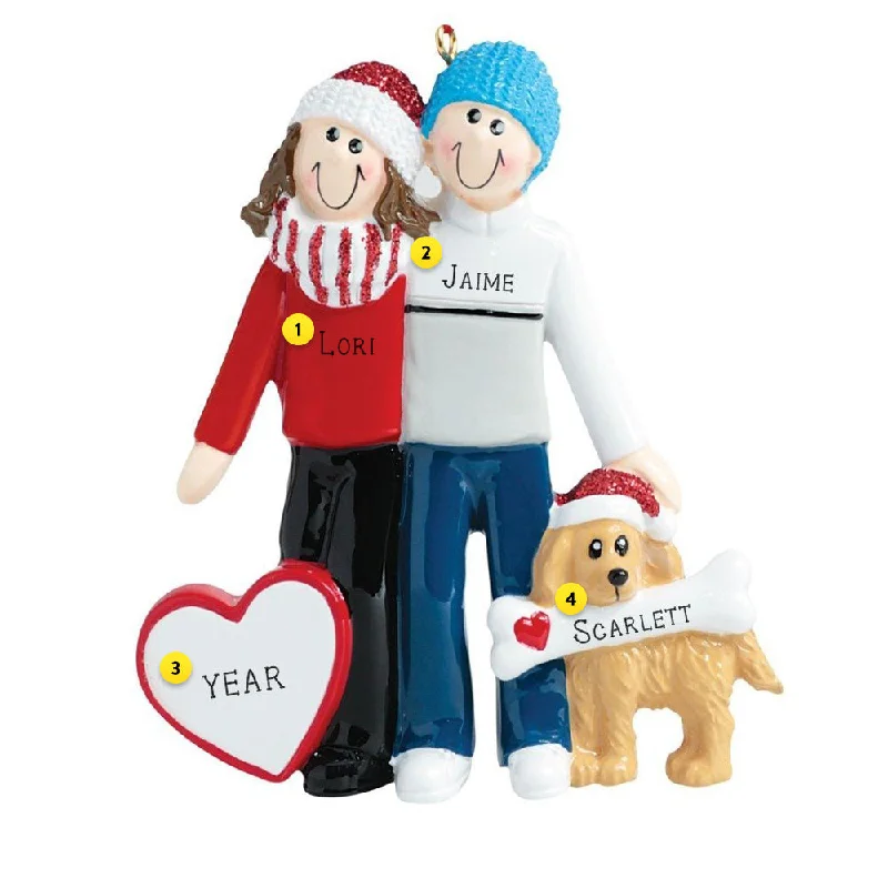 Personalized Couple with Brown Dog Ornament