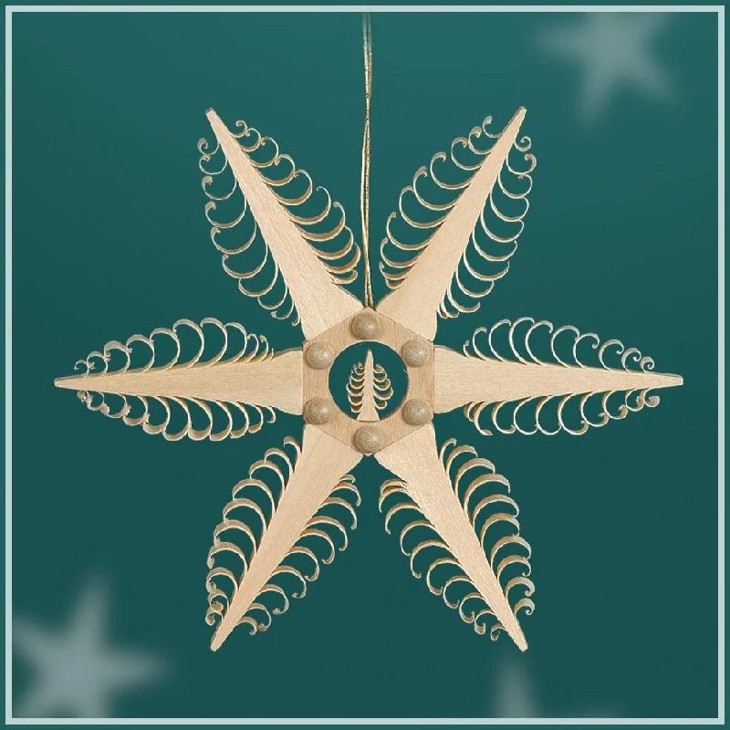 Curled Wood Star, 6 flat trees and flat mini tree center by Martina Rudolph