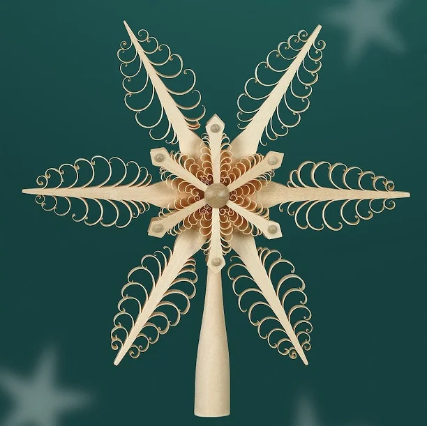 Curled Wood Tree Topper with Snowflake Center by Martina Rudolph