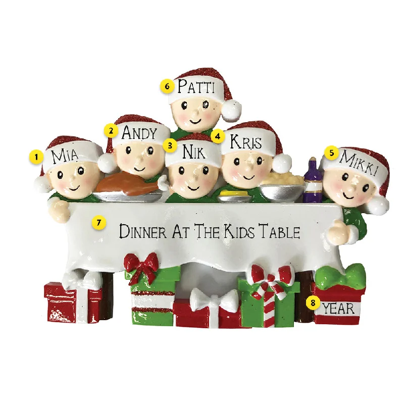 Personalized Dinner Table Family of 6 Ornament