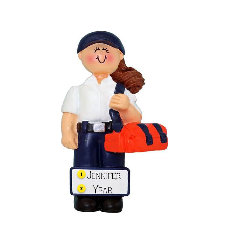 Personalized EMT/First Responder Ornament - Female, Brunette