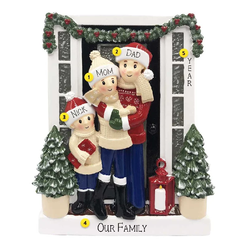 Personalized Christmas Home Family of 3 Ornament