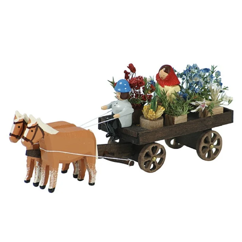 Miniature Horse-Drawn Flower Seller made by Holzwarenfabrikation Joachim Hoyer